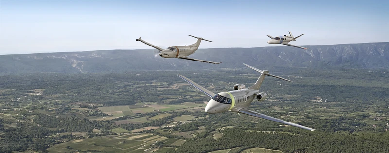 Pilatus PC-12, Pilatus PC-24 y Cirrus Jet. Foto: Jetfly